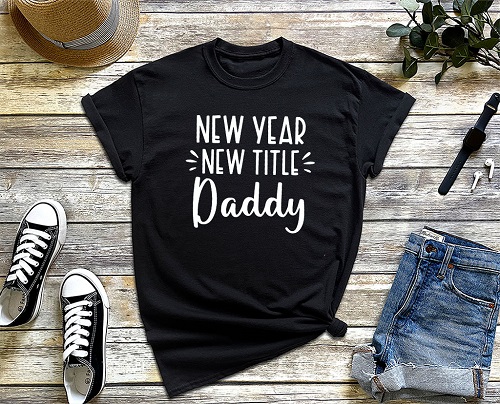 New Years Pregnancy Announcement Shirt, Daddy Tote Bag
